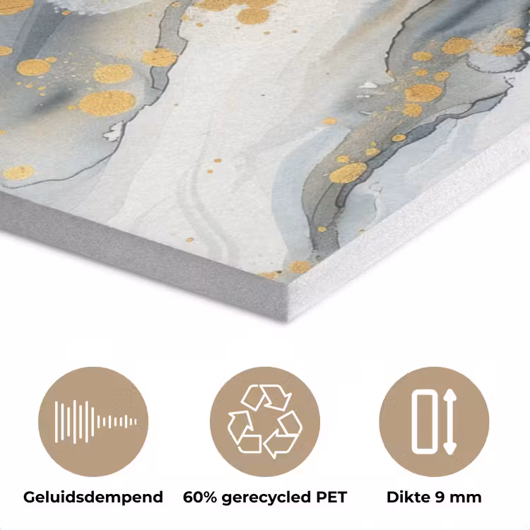 Boom - Modern - Abstract - Goud - Zwart - Wit PET vilt klein -closeup_NL