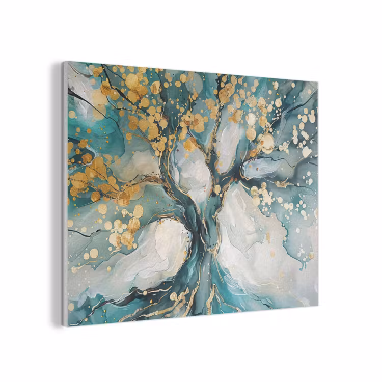 Boom - Modern - Verflook - Turquoise - Goud PET vilt klein -3d