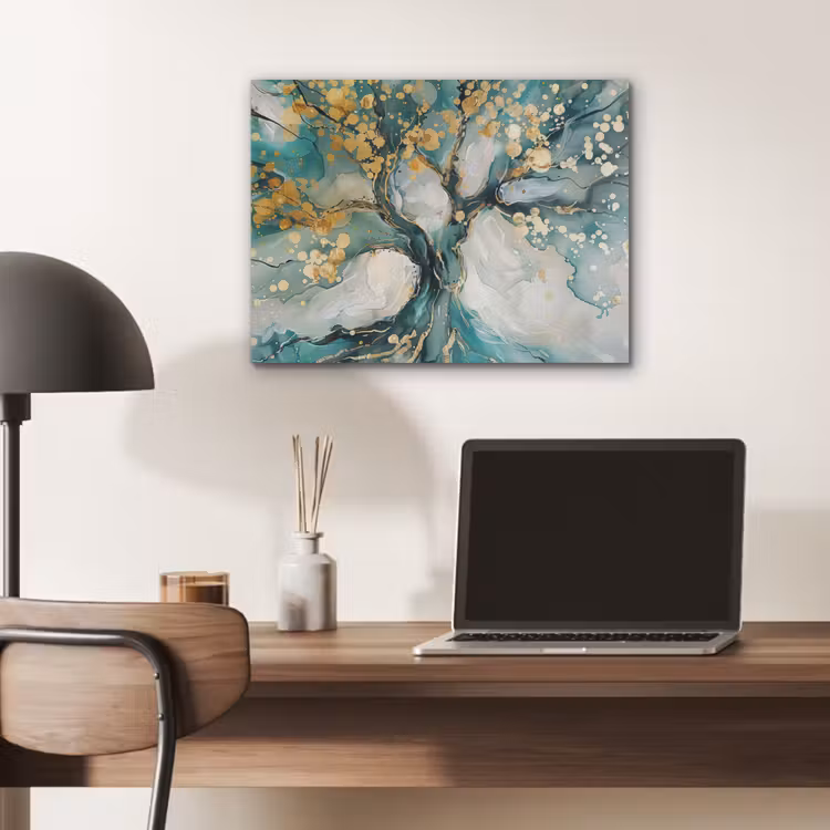 Boom - Modern - Verflook - Turquoise - Goud PET vilt klein -sfeer5