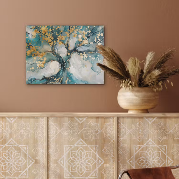 Boom - Modern - Verflook - Turquoise - Goud PET vilt klein -sfeer4