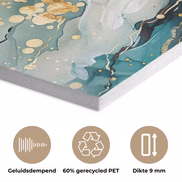 Boom - Modern - Verflook - Turquoise - Goud PET vilt klein -closeup_NL