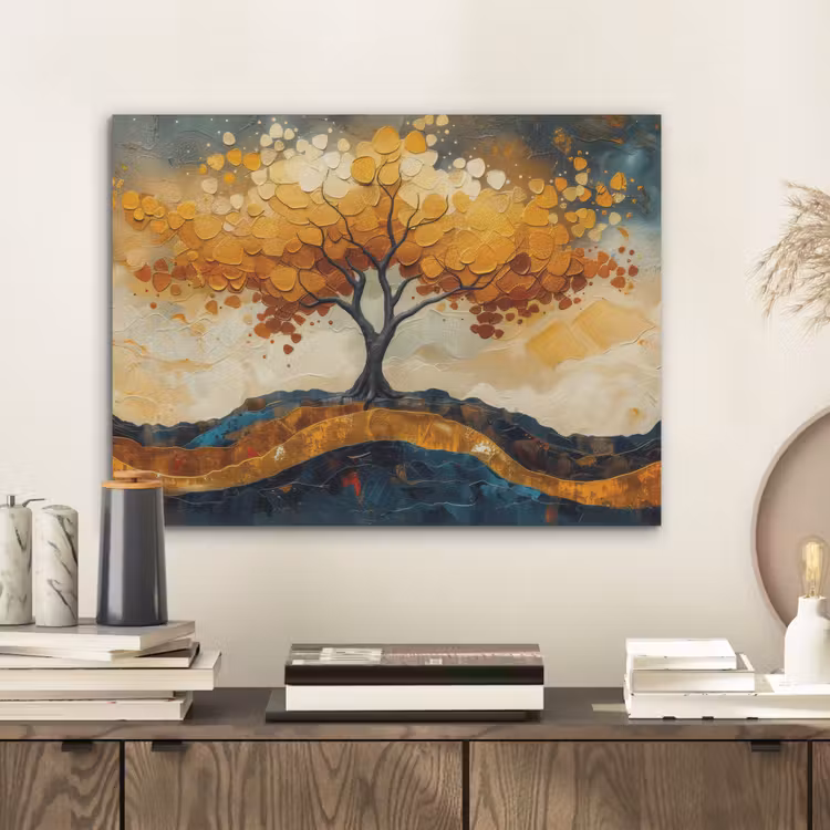 Boom - Natuur - Goud - Modern PET vilt klein -sfeer1