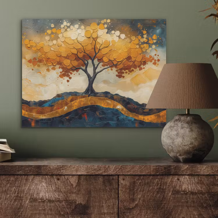 Boom - Natuur - Goud - Modern PET vilt klein -sfeer2