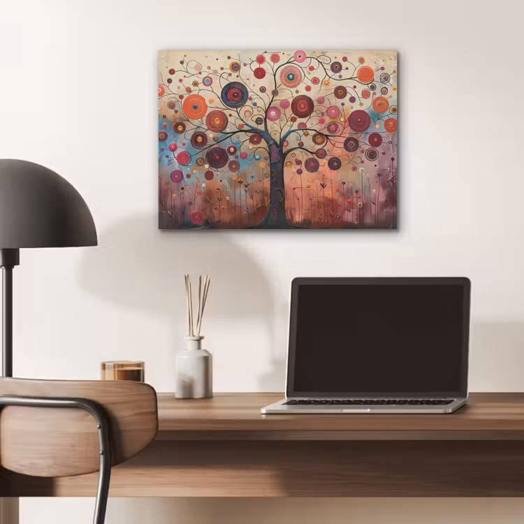 Levensboom - Bloemen - Roze - Hippie - Kunst PET vilt klein -sfeer5