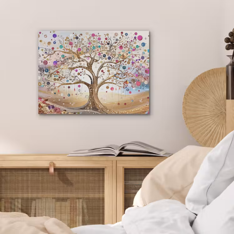 Levensboom - Goud - Kleurrijk - Abstract - Aesthetic PET vilt klein -sfeer3