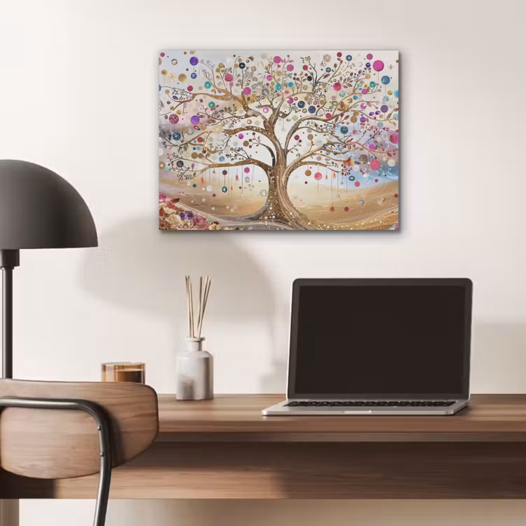 Levensboom - Goud - Kleurrijk - Abstract - Aesthetic PET vilt klein -sfeer5
