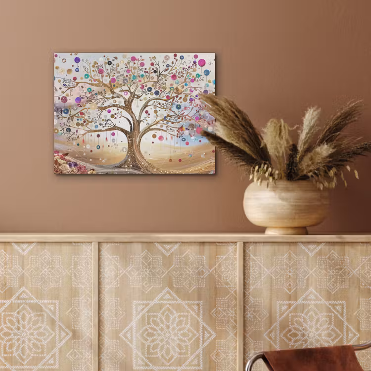 Levensboom - Goud - Kleurrijk - Abstract - Aesthetic PET vilt klein -sfeer4