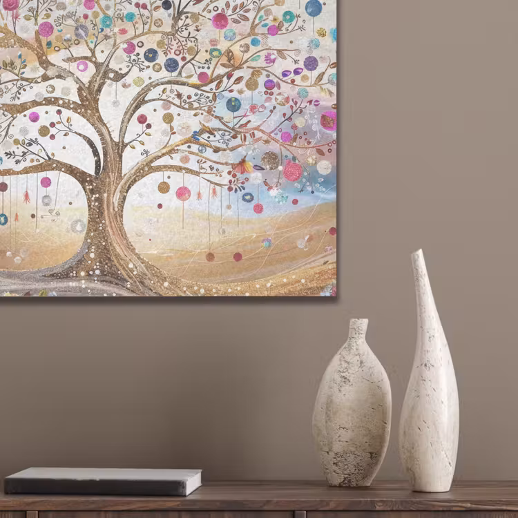 Levensboom - Goud - Kleurrijk - Abstract - Aesthetic PET vilt klein -sfeer6_closeup