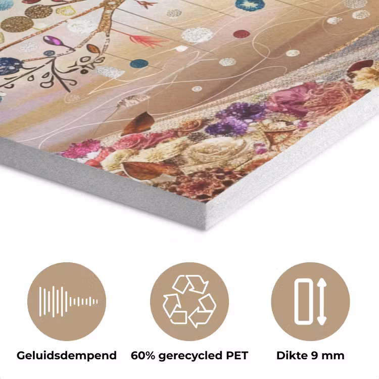 Levensboom - Goud - Kleurrijk - Abstract - Aesthetic PET vilt klein -closeup_NL
