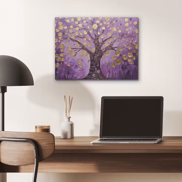 Levensboom - Boom - Paars - Goud - Modern PET vilt klein -sfeer5