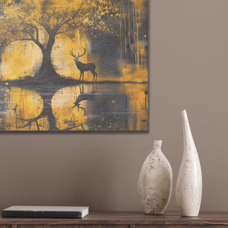 Boom - Verflook - Hert - Natuur - Goud PET vilt klein -sfeer6_closeup