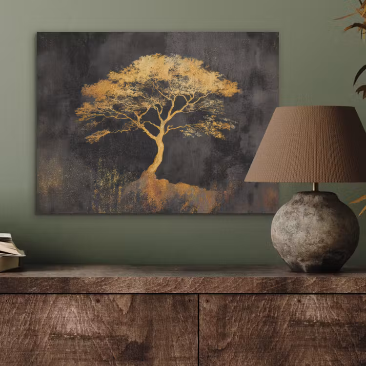 Boom - Schilderij - Goud - Abstract PET vilt klein -sfeer2