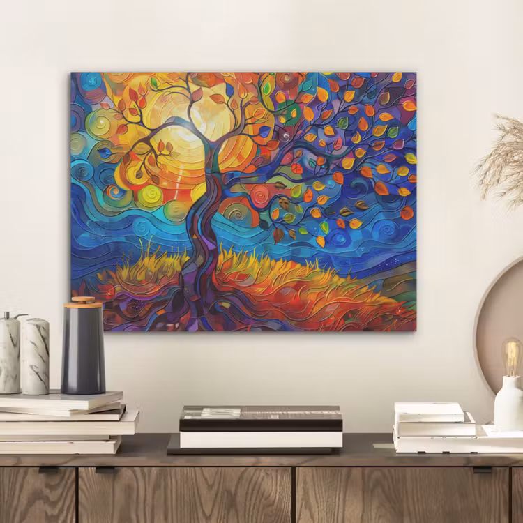 Boom - Zon - Verflook - Kleuren - Abstract PET vilt klein -sfeer1