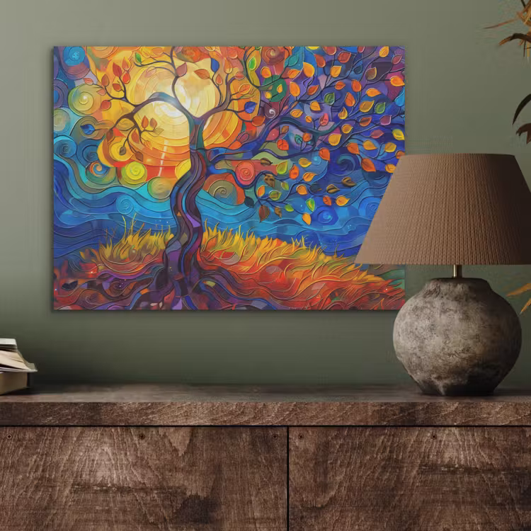 Boom - Zon - Verflook - Kleuren - Abstract PET vilt klein -sfeer2
