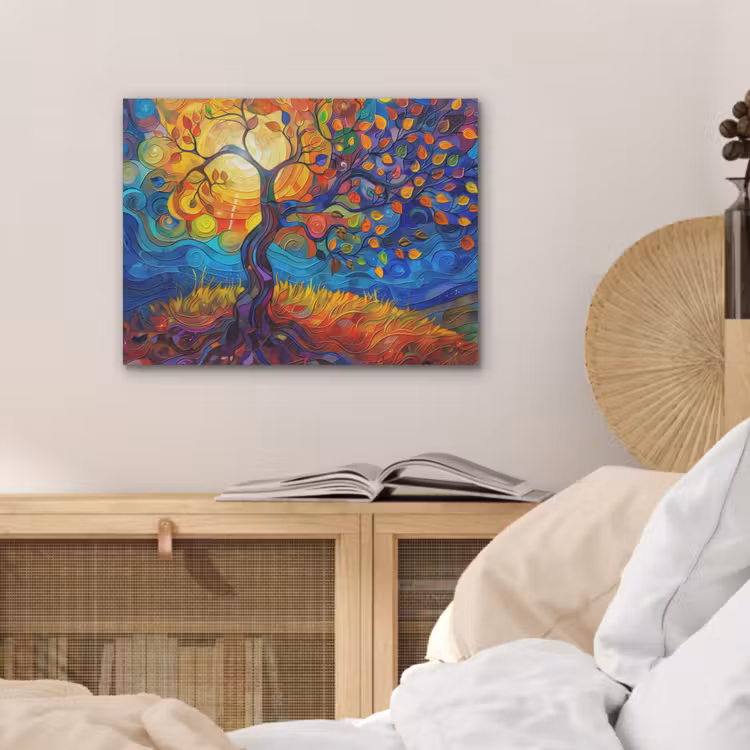 Boom - Zon - Verflook - Kleuren - Abstract PET vilt klein -sfeer3