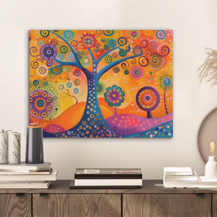 Boom - Levensboom - Abstract - Kleurrijk PET vilt klein -sfeer1