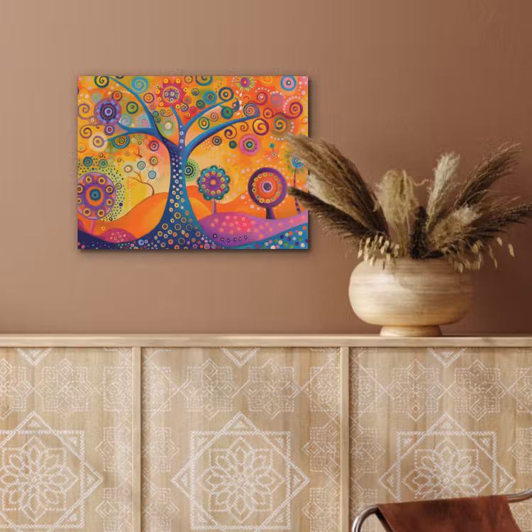 Boom - Levensboom - Abstract - Kleurrijk PET vilt klein -sfeer4