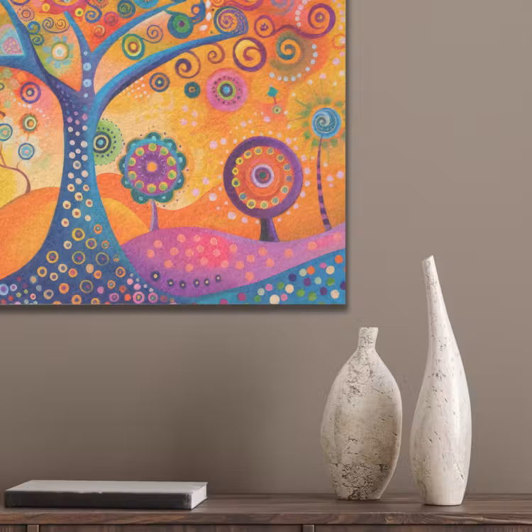 Boom - Levensboom - Abstract - Kleurrijk PET vilt klein -sfeer6_closeup