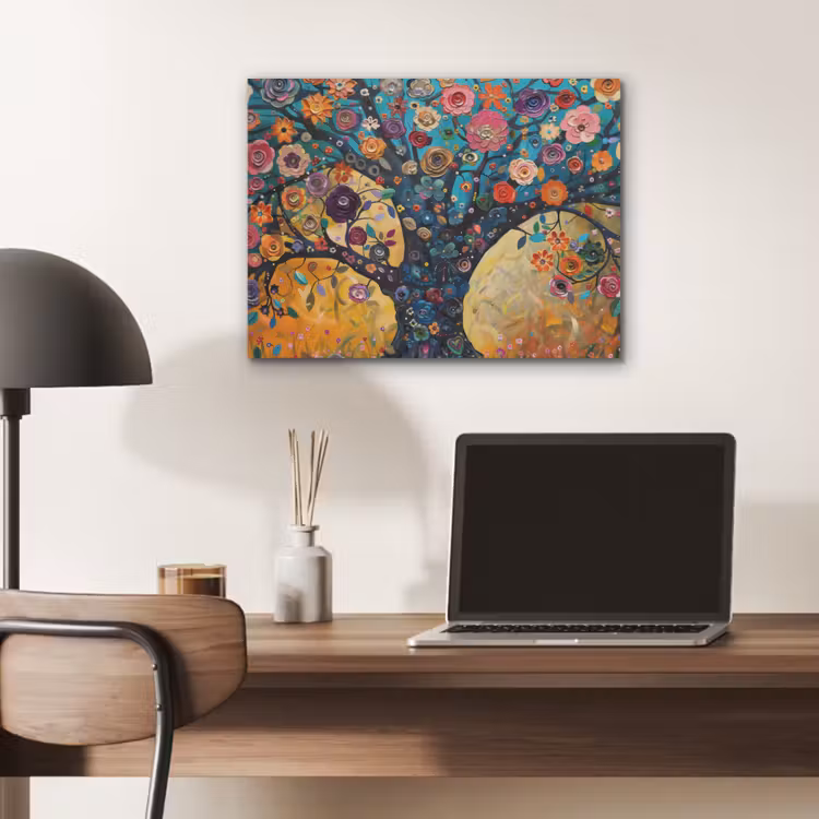 Boom - Levensboom - Kleurrijk - Bloemen - Modern PET vilt klein -sfeer5