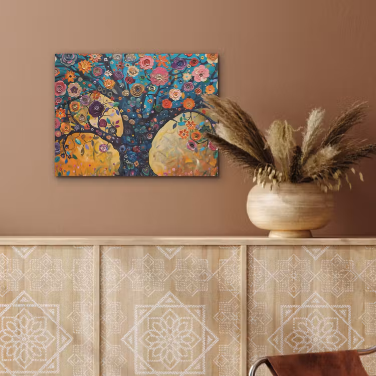 Boom - Levensboom - Kleurrijk - Bloemen - Modern PET vilt klein -sfeer4