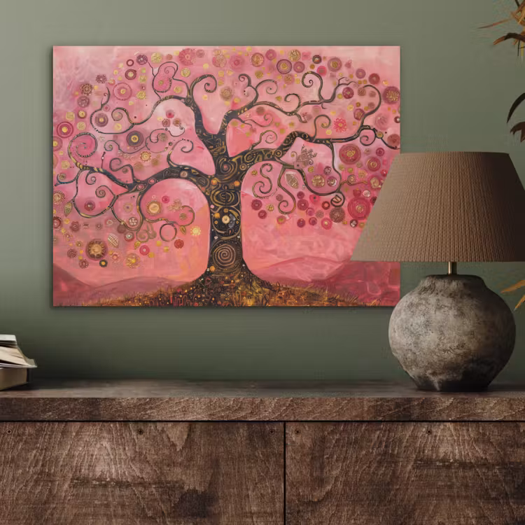 Boom - Levensboom - Roze - Goud PET vilt klein -sfeer2