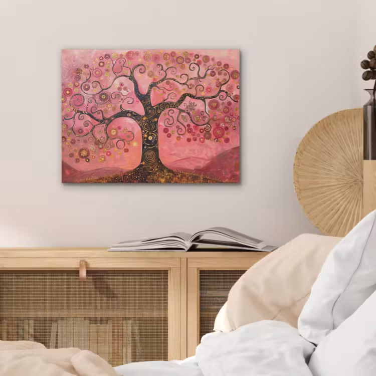 Boom - Levensboom - Roze - Goud PET vilt klein -sfeer3