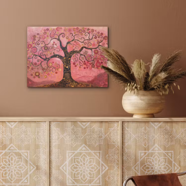 Boom - Levensboom - Roze - Goud PET vilt klein -sfeer4