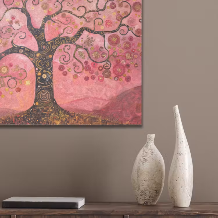 Boom - Levensboom - Roze - Goud PET vilt klein -sfeer6_closeup