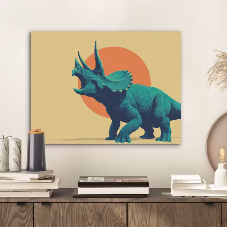 Triceratops - Cirkel - Oranje - Hoorns PET vilt klein -sfeer1