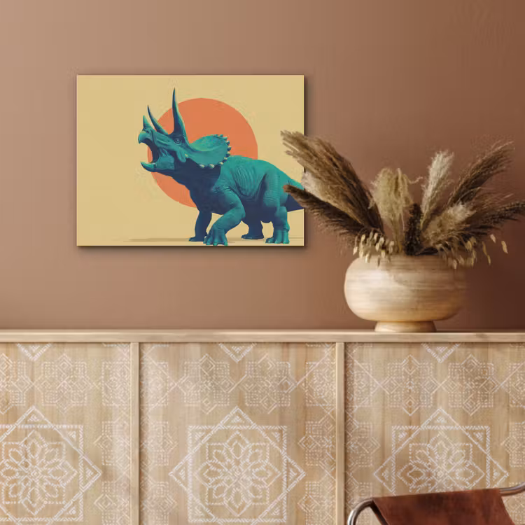 Triceratops - Cirkel - Oranje - Hoorns PET vilt klein -sfeer4