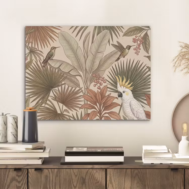 Tropisch - Vogels - Beige PET vilt klein -sfeer1