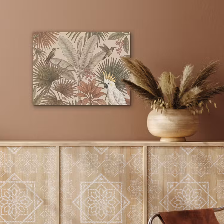 Tropisch - Vogels - Beige PET vilt klein -sfeer4