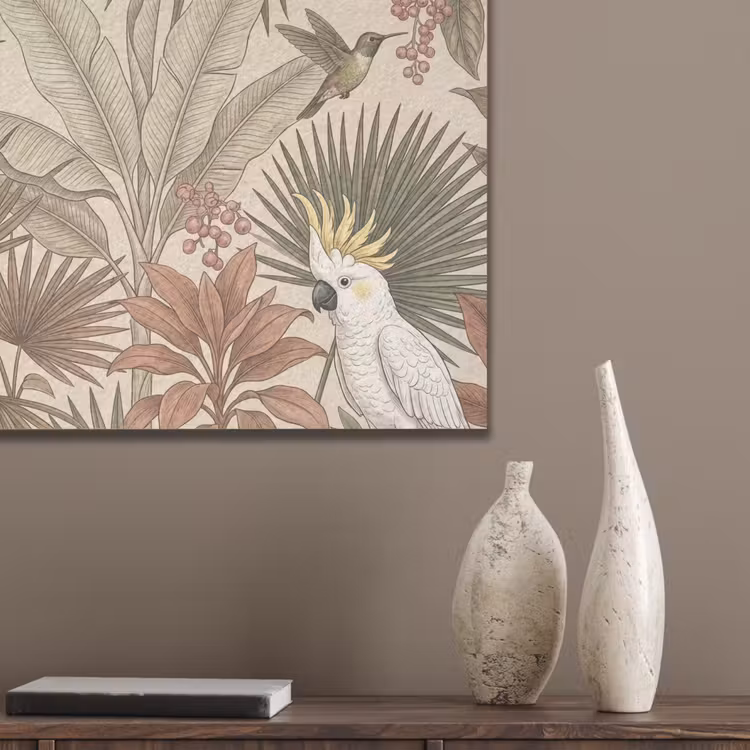 Tropisch - Vogels - Beige PET vilt klein -sfeer6_closeup