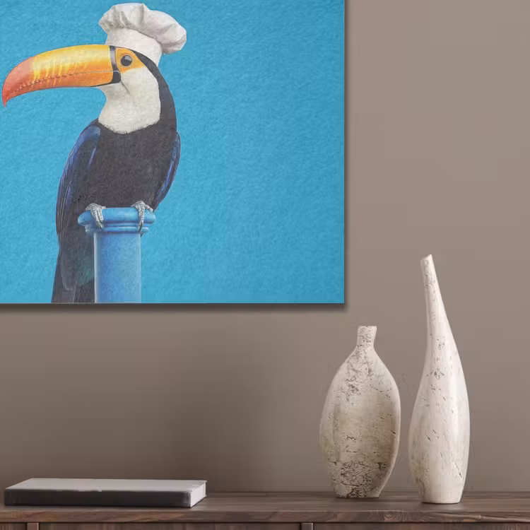 Tucan - Sokkel - Vogel - Koksmuts PET vilt klein -sfeer6_closeup