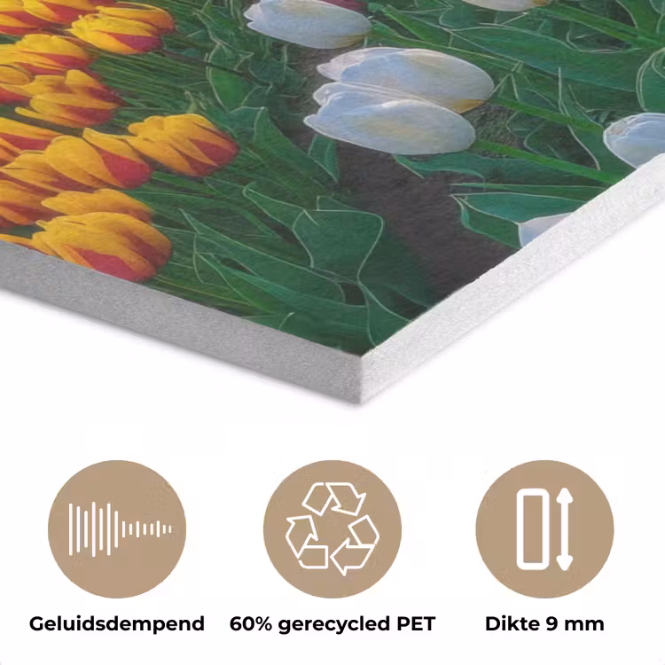 Tulpenveld - Zonsondergang - Kleurrijk PET vilt klein -closeup_NL