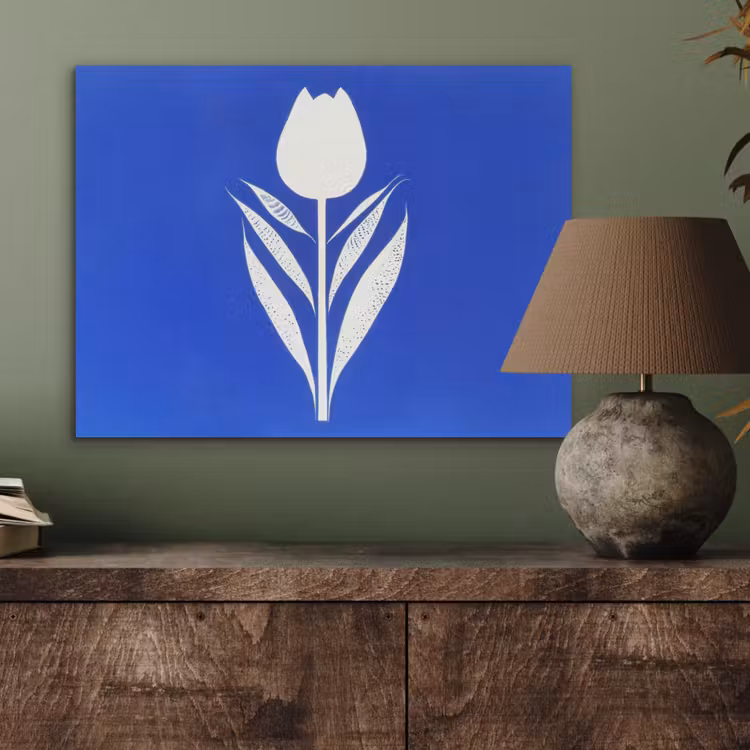 Tulp - Minimalistisch - Bladeren - Wit PET vilt klein -sfeer2