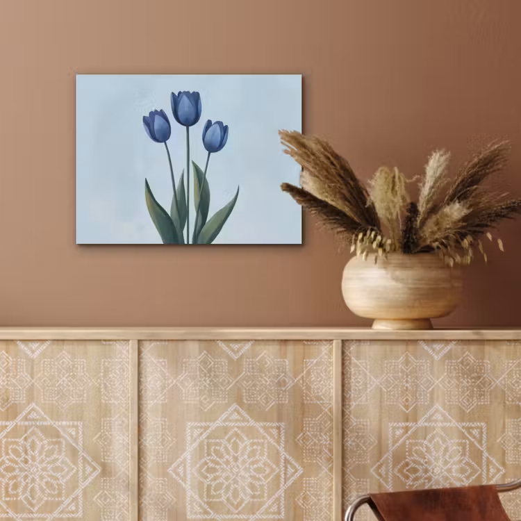 Tulpen - Blauw - Bladeren PET vilt klein -sfeer4