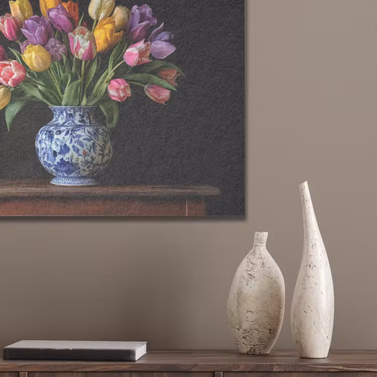 Tulpen - Kleuren - Hout - Vaas PET vilt klein -sfeer6_closeup
