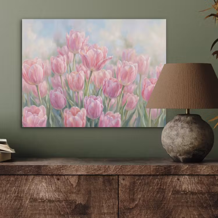 Tulpen - Veld - Lente - Roze PET vilt klein -sfeer2