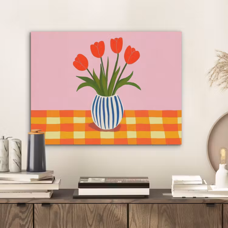 Tulpen - Roze - Vaas PET vilt klein -sfeer1