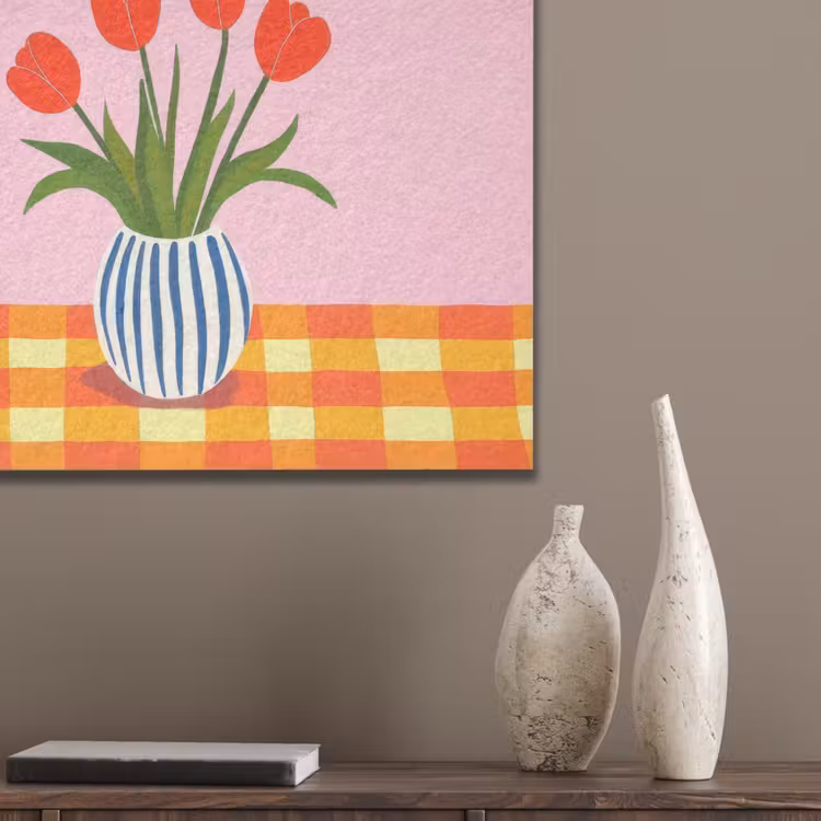 Tulpen - Roze - Vaas PET vilt klein -sfeer6_closeup