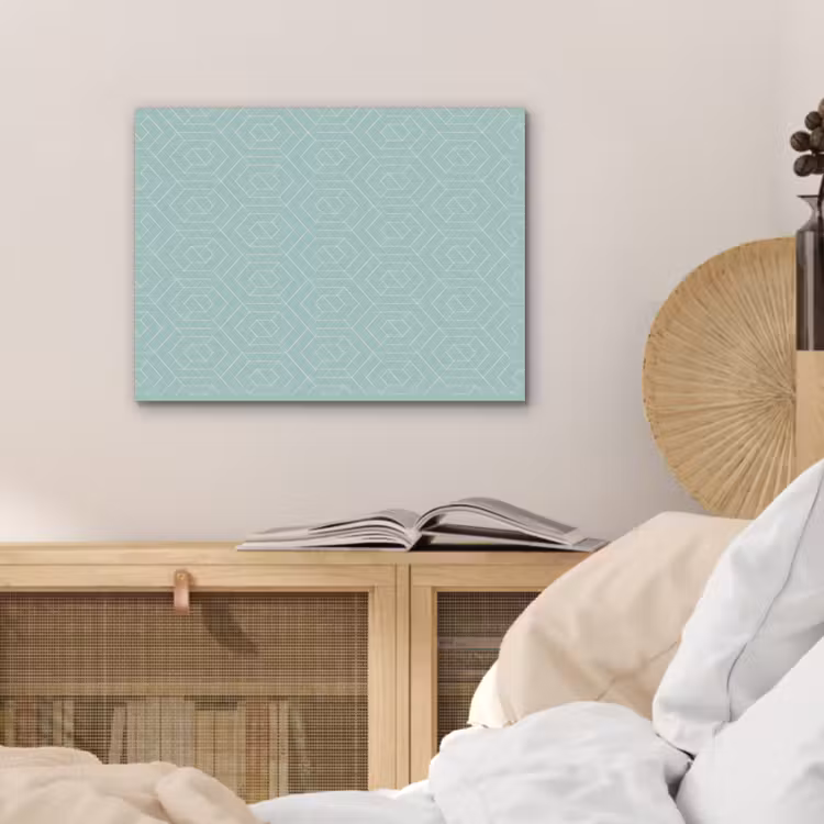 Turquoise - Patroon - Lijnen PET vilt klein 837 -sfeer3