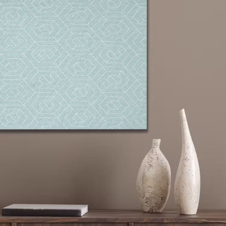 Turquoise - Patroon - Lijnen PET vilt klein 837 -sfeer6_closeup