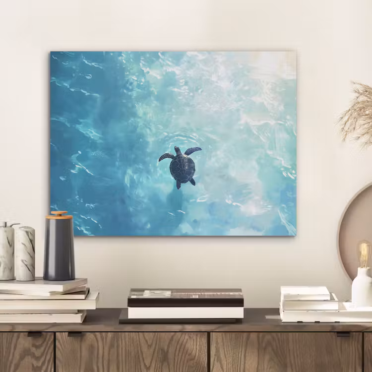 Schildpad - Zee - Blauw - Schittering PET vilt klein -sfeer1