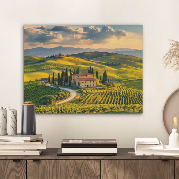 Toscane - Landschap - Wijngaarden PET vilt klein -sfeer1