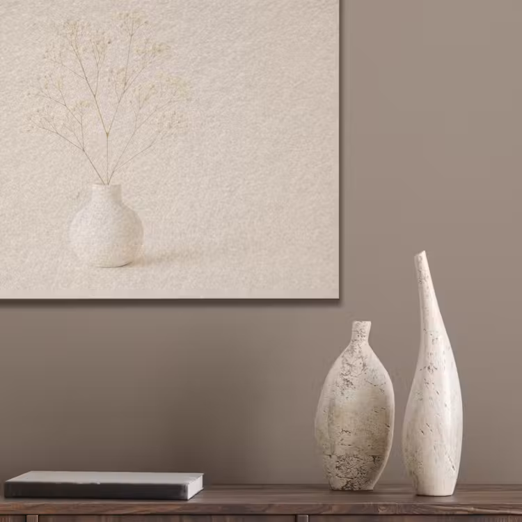 Vaas - Takken - Bloemetjes - Wit PET vilt klein -sfeer6_closeup