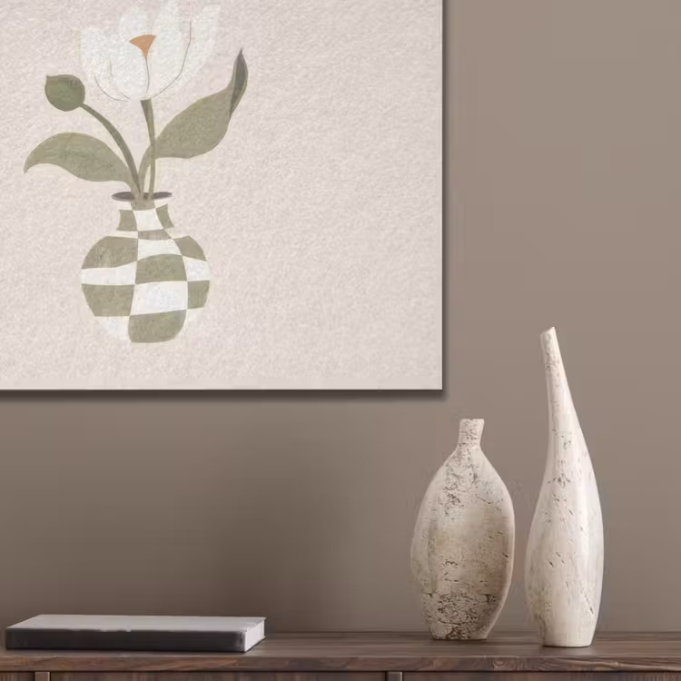 Vaas - Geruit - Bloem - Groen PET vilt klein -sfeer6_closeup