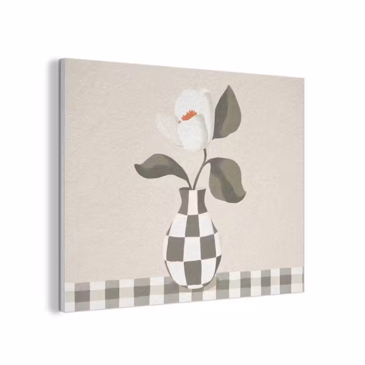 Vaas - Geruit - Groen - Bloem PET vilt klein -3d