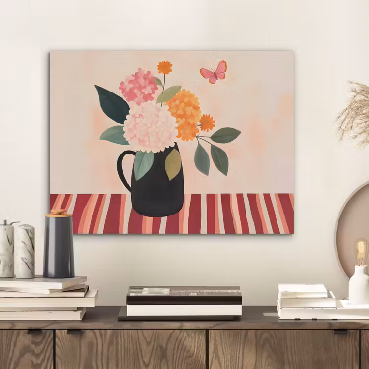 Vaas - Bloemen - Vlinder - Rood PET vilt klein -sfeer1