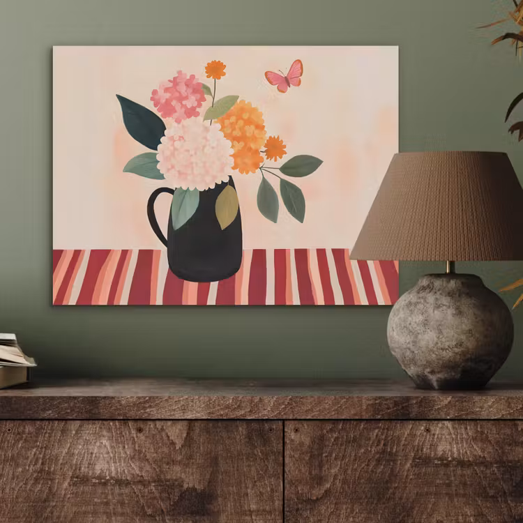 Vaas - Bloemen - Vlinder - Rood PET vilt klein -sfeer2
